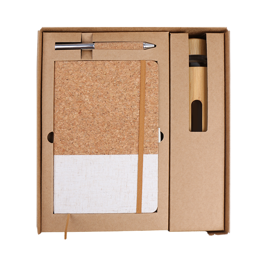 ECO Cork Splicing Notebook Glass Cork Pen promotional gift set