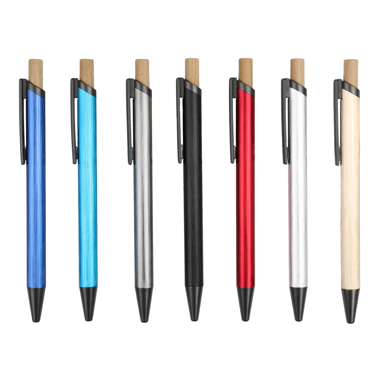 Custom bamboo cap ballpoint pen aluminum rod promotion gift pen