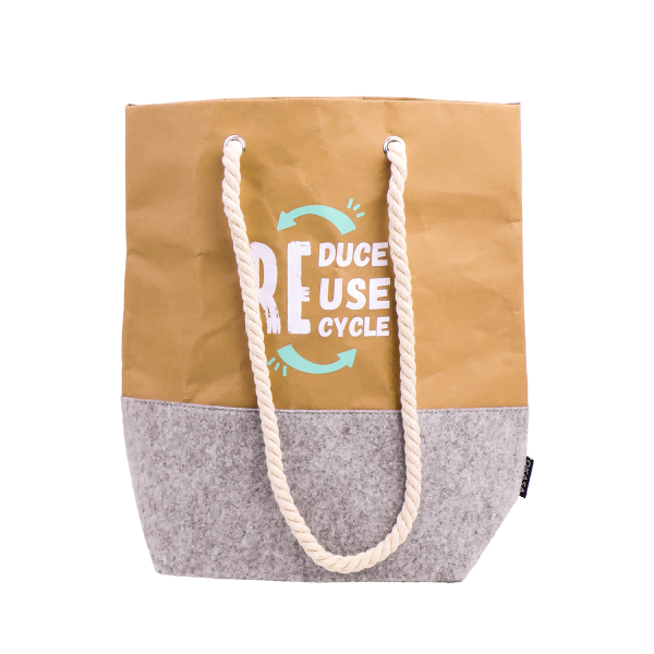 Factory custom ECO spliced washed kraft paper tote shopping bag