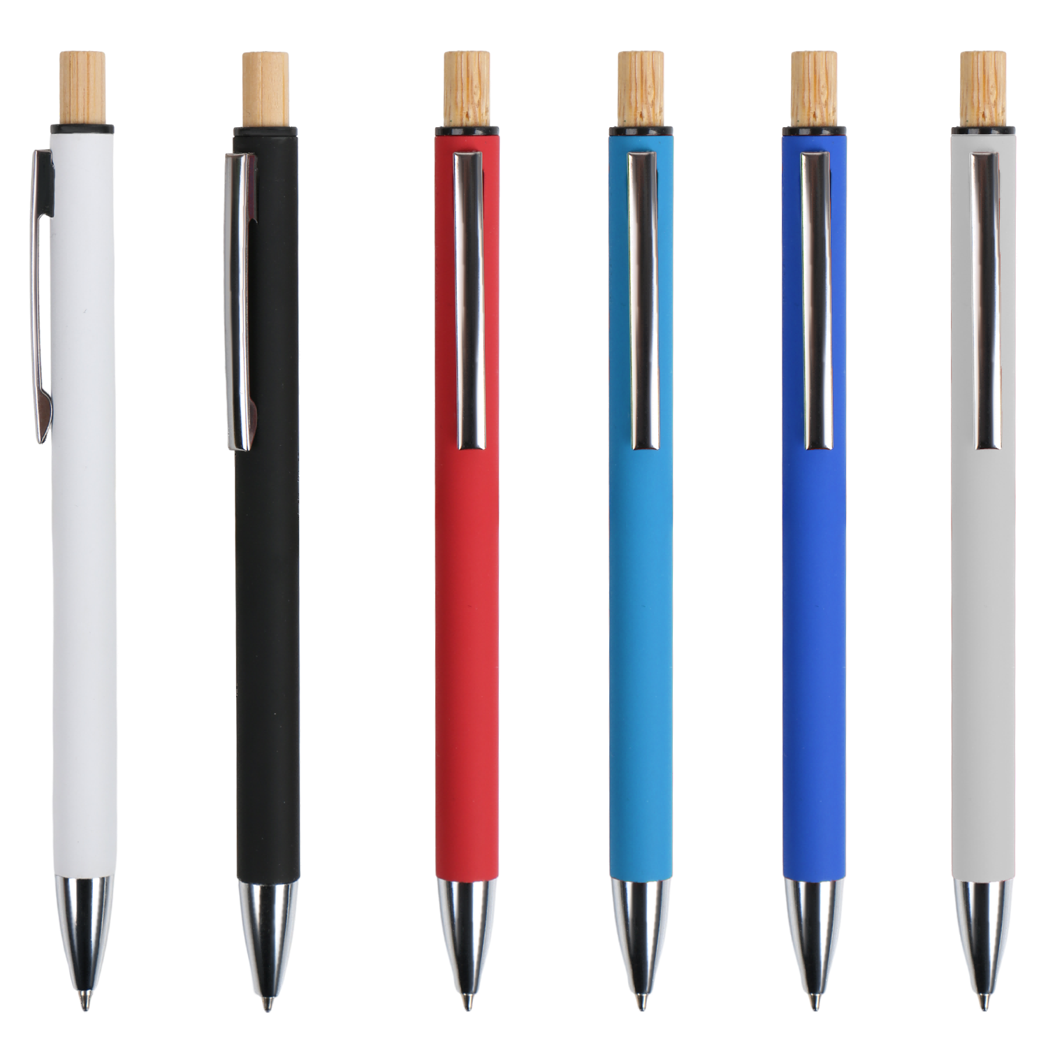 New ECO bamboo button aluminum rod OEM promotional stationery ballpoint pen