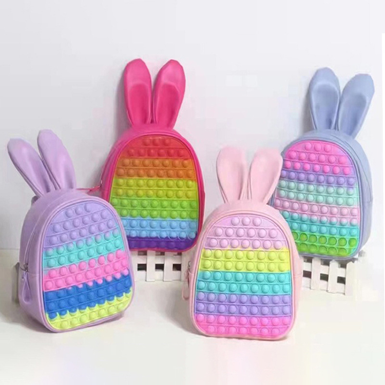 Silicone Pop It Bubble Fidget Backpack - Pink Rabbit Bag