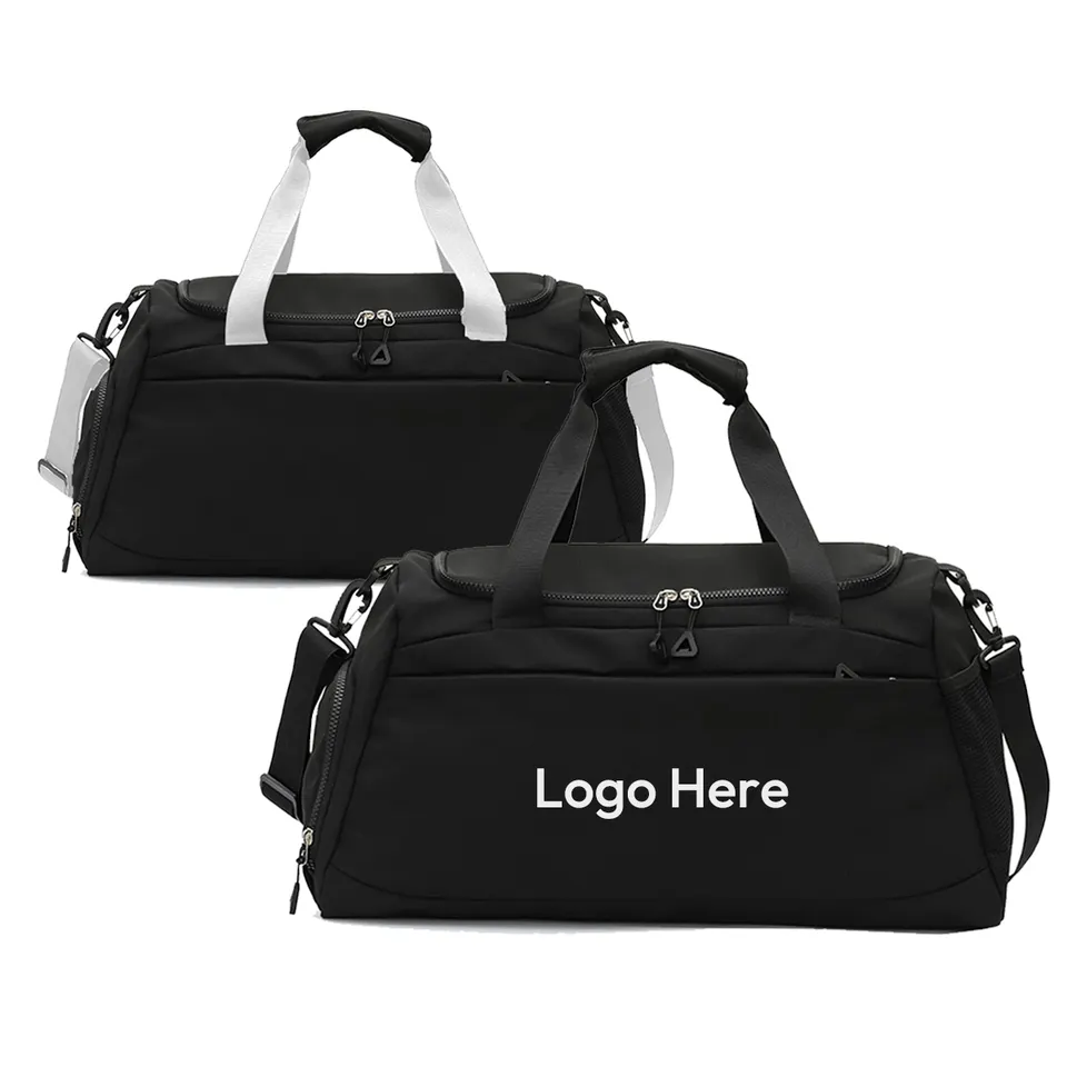 Custom Logo Women Men Workout Sports Nylon Gym Travel Duffel Bag Wet Pocket & Shoes fitness yoga
