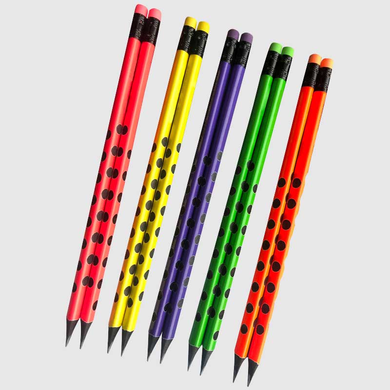 Wooden Pencil With Eraser - Poker dot pencil