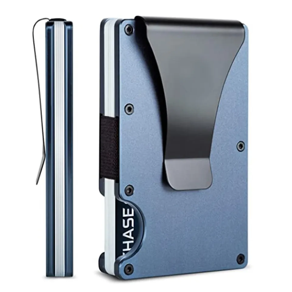Slim custom carbon fiber aluminum alloy material RFID anti theft Credit Cash Card Holder Wallet